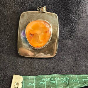 Silver Amber Pendant